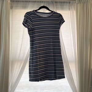 American Eagle Outfitters Blue and White Striped Short Sleeve Tee Dress